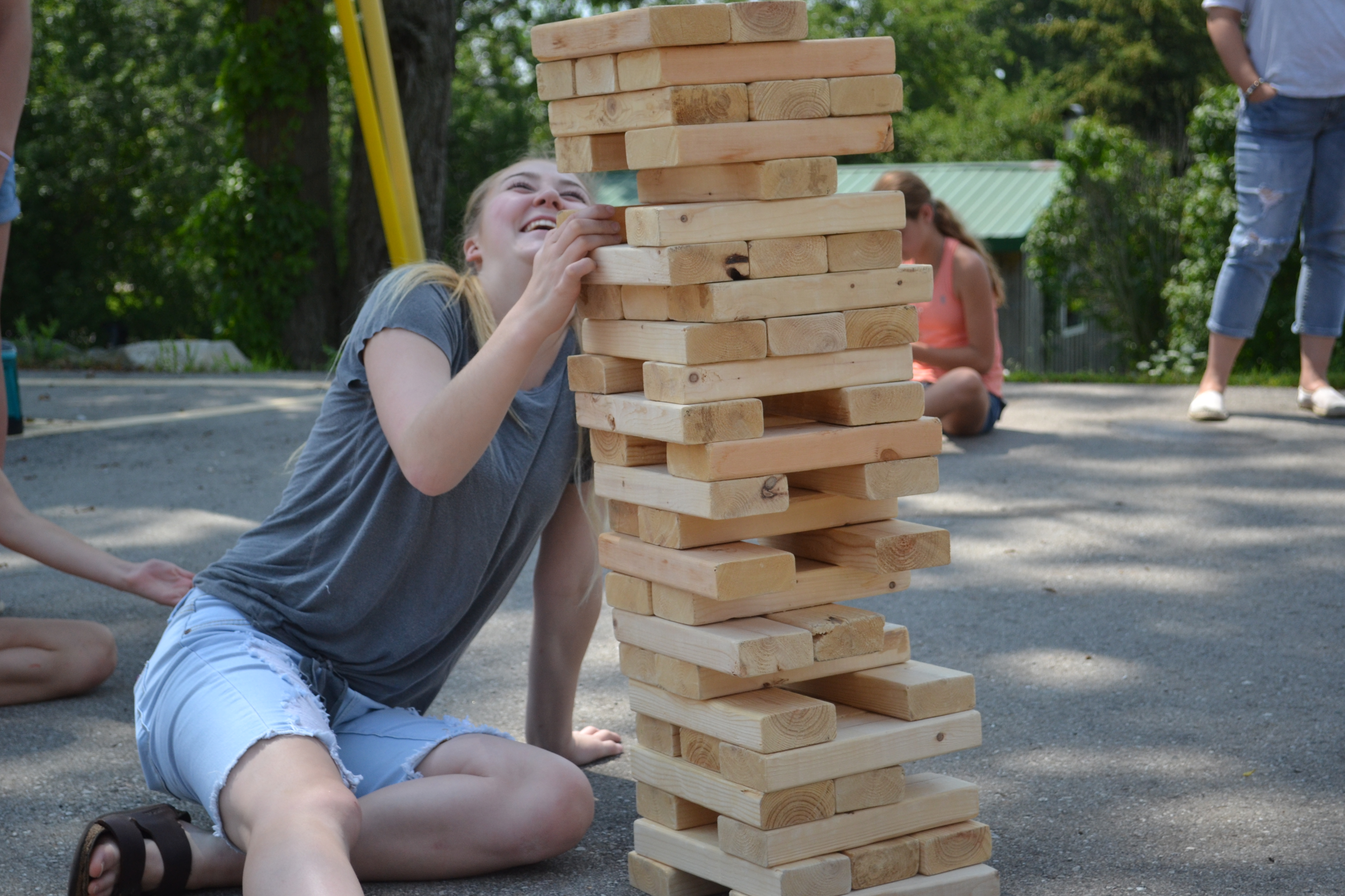 playing giant jenga